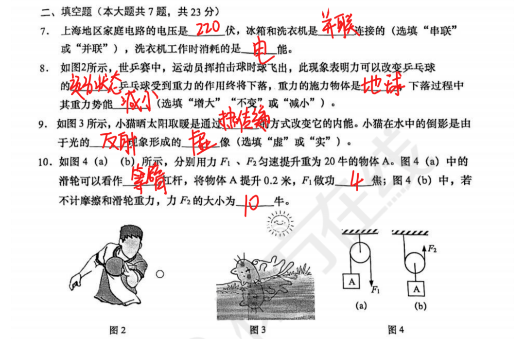 楊浦物理2024三模初中
