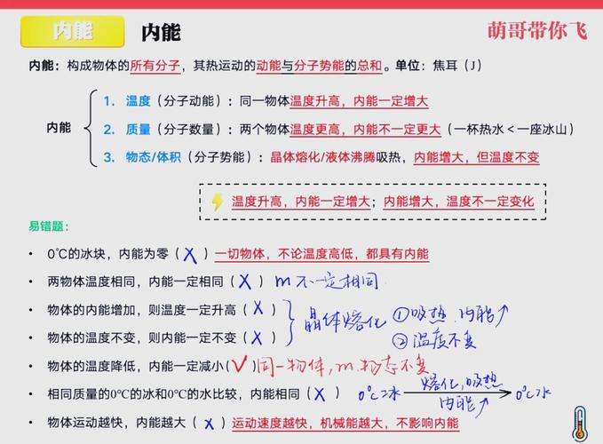 初中物理內能與比熱容解析：學霸筆記整理知識點、考點、題型