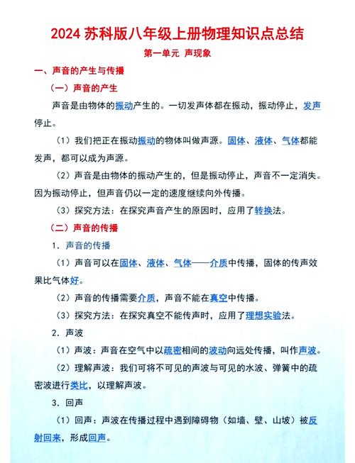 蘇科版中考物理一輪復習重要知識點考點匯編