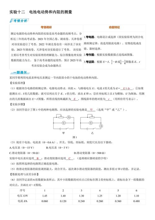 高中物理電池題目及答案