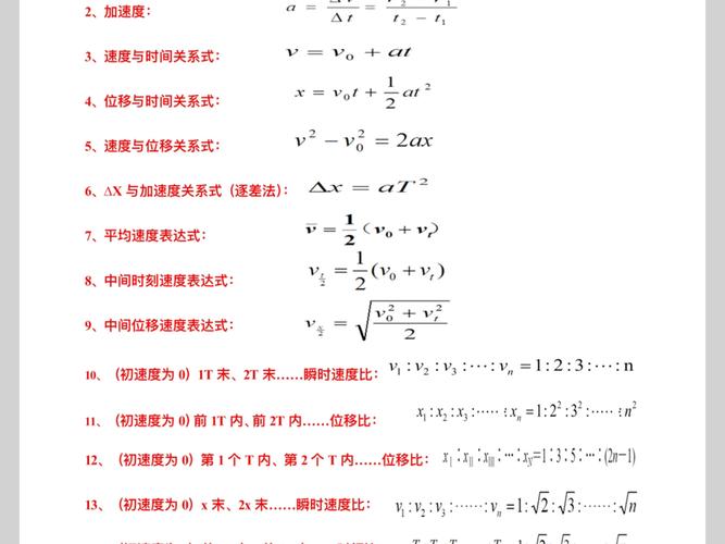 運動學公式 高中物理