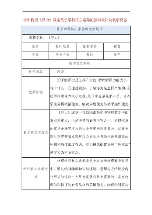 人教初中物理優(yōu)秀教案
