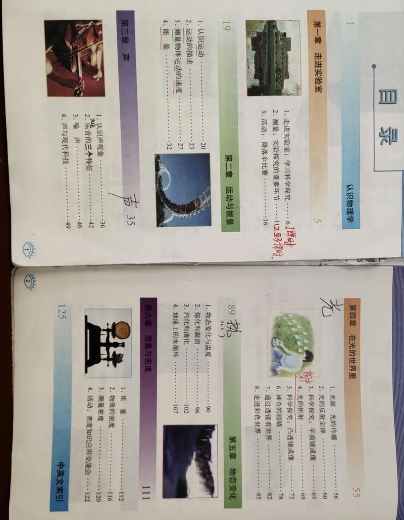 物理初中教材目錄