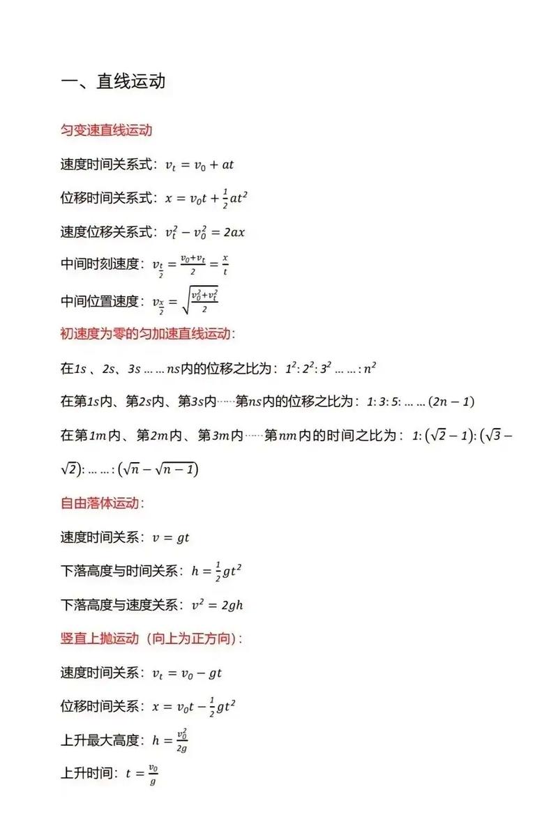 高中物理必考公式