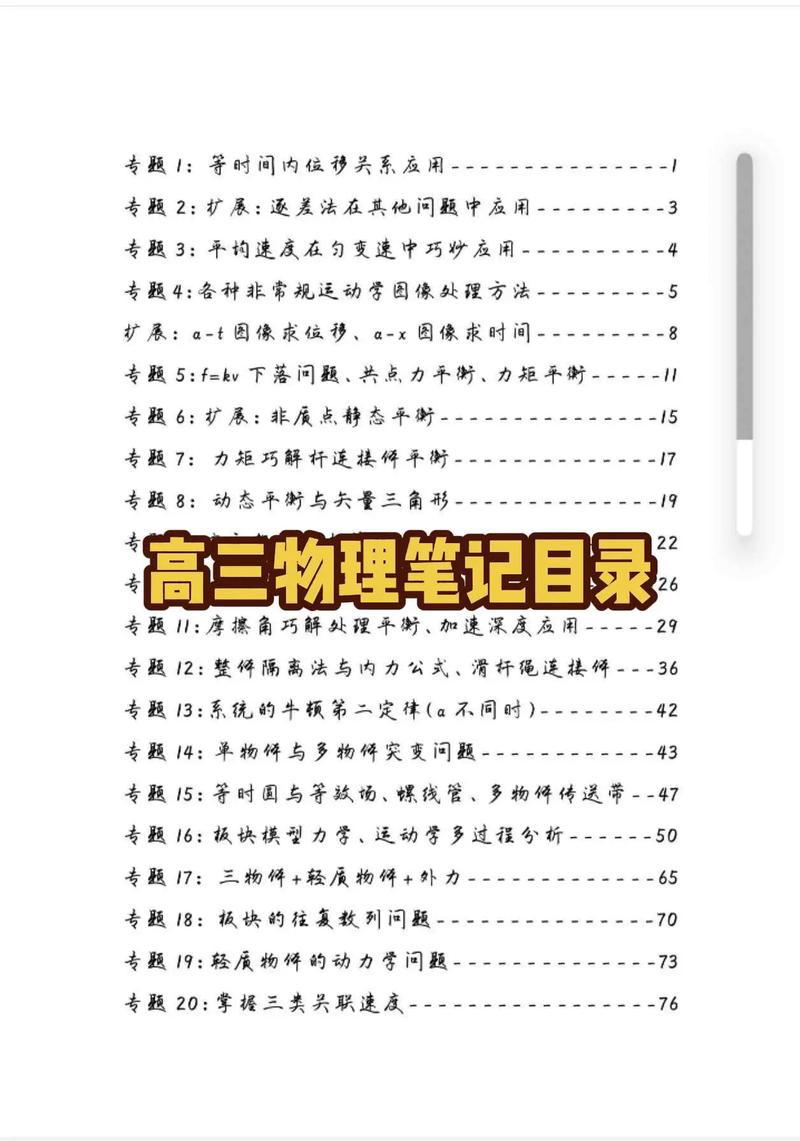高中物理知識目錄