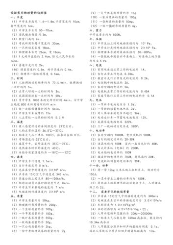 初中物理常見估測值