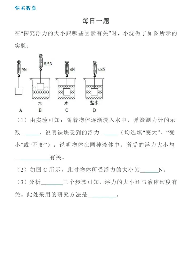 初中物理探究實驗題